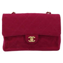 CHANEL Matelasse 25 Chain Shoulder Bag Cotton Purple Gold CC Auth 177962-2