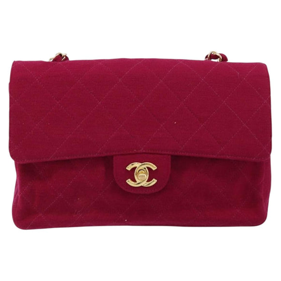 CHANEL Matelasse 25 Ketten-Schultertasche Baumwolle Violett Gold CC Auth 177962