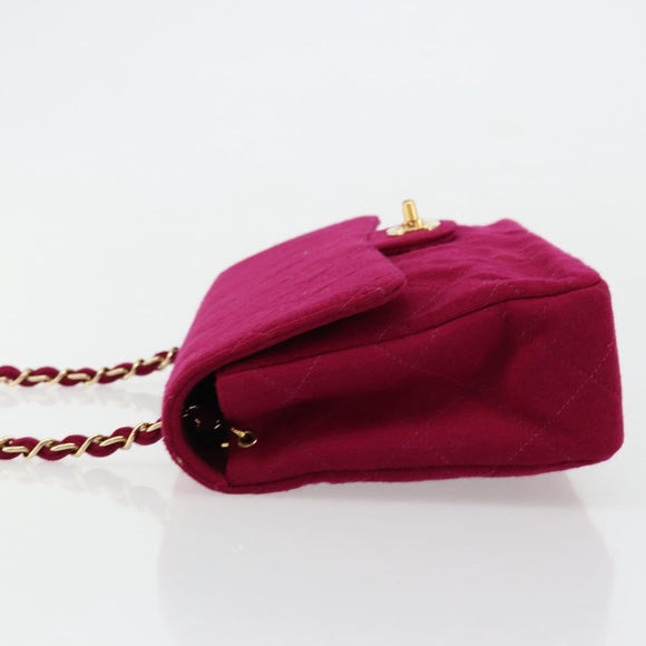 CHANEL Matelasse 25 Ketten-Schultertasche Baumwolle Violett Gold CC Auth 177962