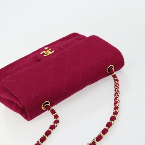 CHANEL Matelasse 25 Chain Shoulder Bag Cotton Purple Gold CC Auth 177962