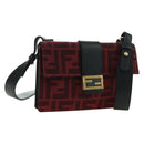 FENDI Zucca Canvas Baguette Slim Shoulder Bag Red Gold Auth 177965A-1