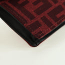 FENDI Zucca Canvas Baguette Slim Shoulder Bag Red Gold Auth 177965A-14