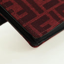 FENDI Zucca Canvas Baguette Slim Shoulder Bag Red Gold Auth 177965A-16