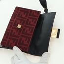 FENDI Zucca Canvas Baguette Slim Shoulder Bag Red Gold Auth 177965A-10