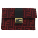 FENDI Zucca Canvas Baguette Slim Shoulder Bag Red Gold Auth 177965A-13