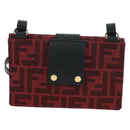 FENDI Zucca Canvas Baguette Slim Shoulder Bag Red Gold Auth 177965A-2