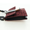 FENDI Zucca Canvas Baguette Slim Shoulder Bag Red Gold Auth 177965A-3