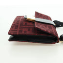 FENDI Zucca Canvas Baguette Slim Shoulder Bag Red Gold Auth 177965A-4