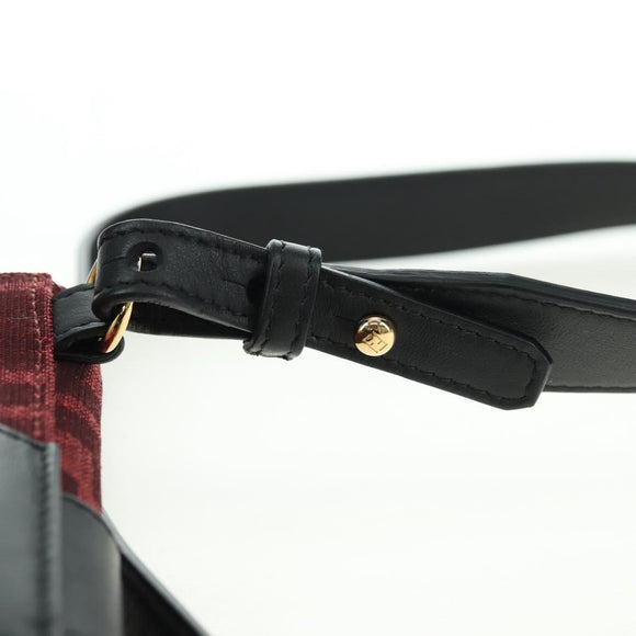 FENDI Zucca Canvas Baguette Slim Shoulder Bag Red Gold Auth 177965A