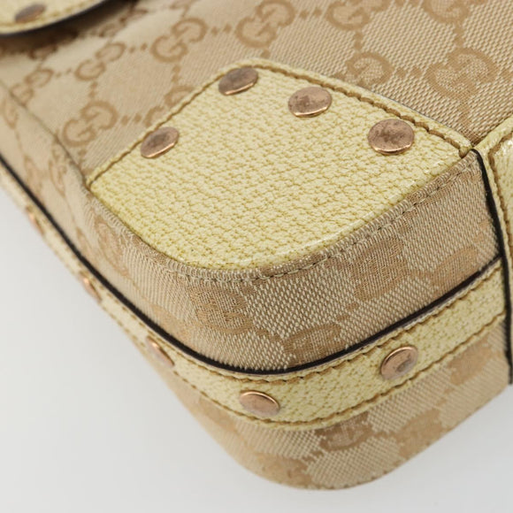 GUCCI GG Canvas Shoulder Bag Beige Gold Auth 177967A