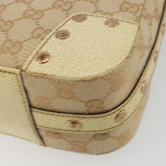 GUCCI GG Canvas Shoulder Bag Beige Gold Auth 177967A