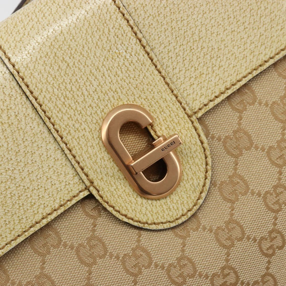 GUCCI GG Canvas Shoulder Bag Beige Gold Auth 177967A