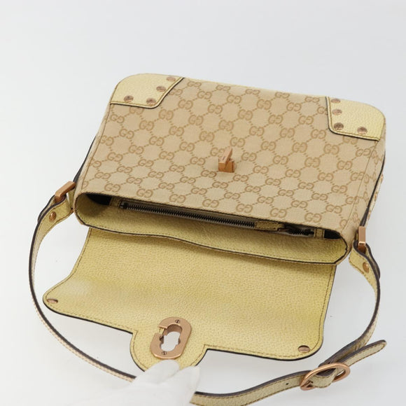 GUCCI GG Canvas Shoulder Bag Beige Gold Auth 177967A