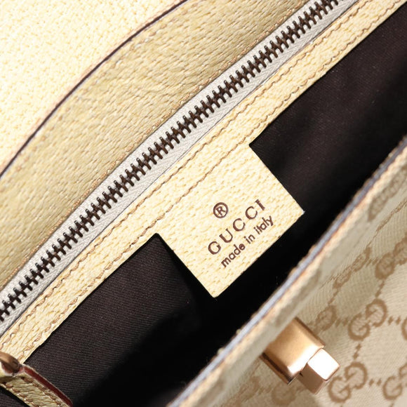 GUCCI GG Canvas Shoulder Bag Beige Gold Auth 177967A