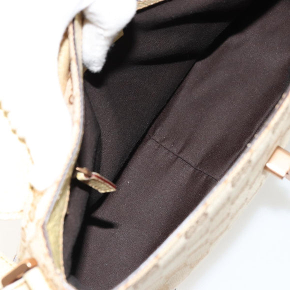 GUCCI GG Canvas Shoulder Bag Beige Gold Auth 177967A