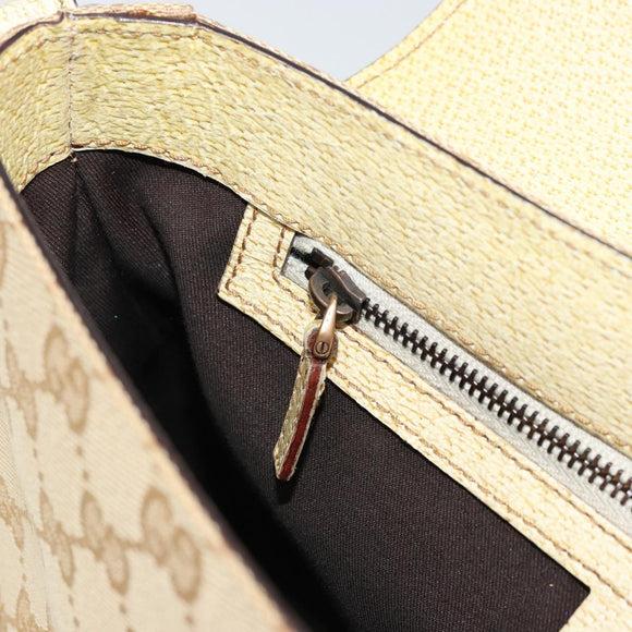 GUCCI GG Canvas Shoulder Bag Beige Gold Auth 177967A