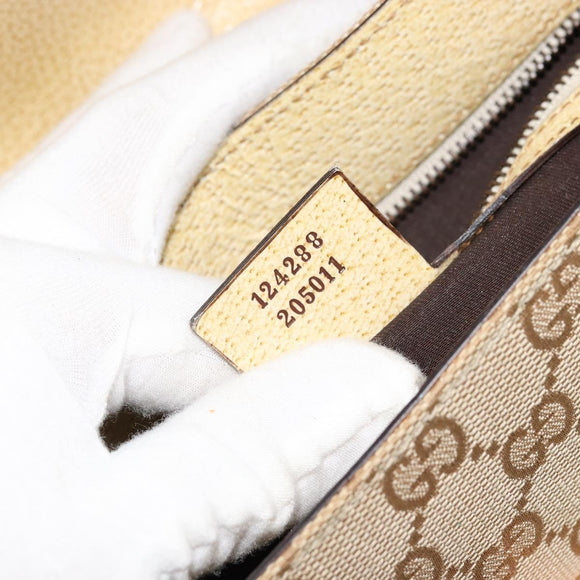 GUCCI GG Canvas Shoulder Bag Beige Gold Auth 177967A