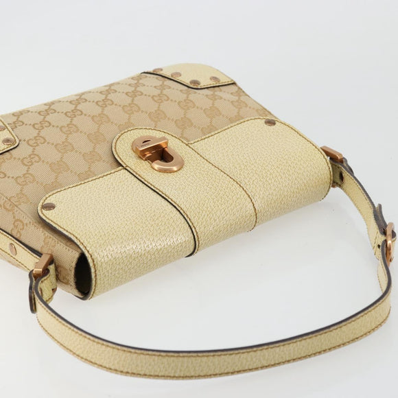GUCCI GG Canvas Shoulder Bag Beige Gold Auth 177967A