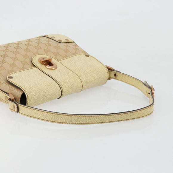 GUCCI GG Canvas Shoulder Bag Beige Gold Auth 177967A