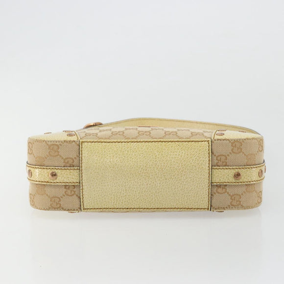 GUCCI GG Canvas Shoulder Bag Beige Gold Auth 177967A