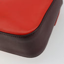 FENDI Chain Beebaguette Shoulder Bag Leather Red Silver Auth 177969A-16