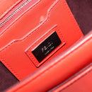 FENDI Chain Beebaguette Shoulder Bag Leather Red Silver Auth 177969A-19