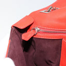 FENDI Chain Beebaguette Shoulder Bag Leather Red Silver Auth 177969A-22