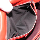 FENDI Chain Beebaguette Shoulder Bag Leather Red Silver Auth 177969A-11