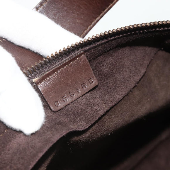 CELINE Shoulder Bag Velor Brown Auth 177970A