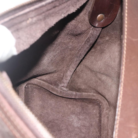 CELINE Shoulder Bag Velor Brown Auth 177970A