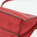 CELINE Shoulder Bag Leather Red Silver Auth 177971-15