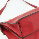 CELINE Shoulder Bag Leather Red Silver Auth 177971-16