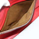 CELINE Shoulder Bag Leather Red Silver Auth 177971-22