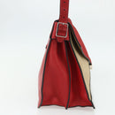 CELINE Shoulder Bag Leather Red Silver Auth 177971-3