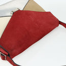 CELINE Shoulder Bag Leather Red Silver Auth 177971-6
