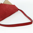 CELINE Shoulder Bag Leather Red Silver Auth 177971-7