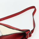 CELINE Shoulder Bag Leather Red Silver Auth 177971-8