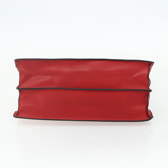 CELINE Shoulder Bag Leather Red Silver Auth 177971