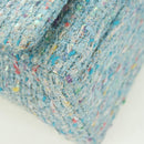 CHANEL Chain Hand Bag Tweed Light Blue Silver CC Auth 177972SV-11