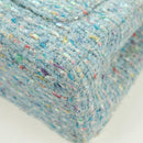 CHANEL Chain Hand Bag Tweed Light Blue Silver CC Auth 177972SV-14
