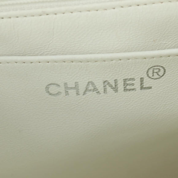 CHANEL Chain Hand Bag Tweed Light Blue Silver CC Auth 177972SV