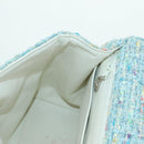 CHANEL Chain Hand Bag Tweed Light Blue Silver CC Auth 177972SV-19