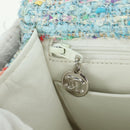 CHANEL Chain Hand Bag Tweed Light Blue Silver CC Auth 177972SV-21