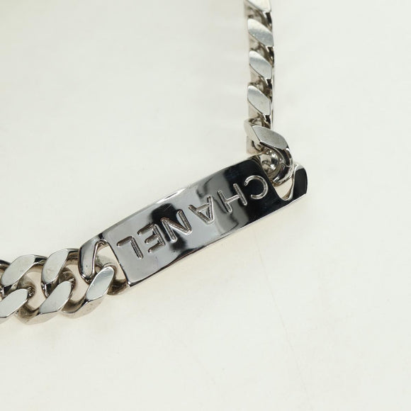 CHANEL Chain Handtas Tweed Lichtblauw Zilverkleurig CC Auth 177972SV
