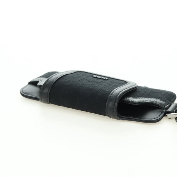 Christian Dior Trotter Canvas Nektasje Zwart Zilver Auth 177974M