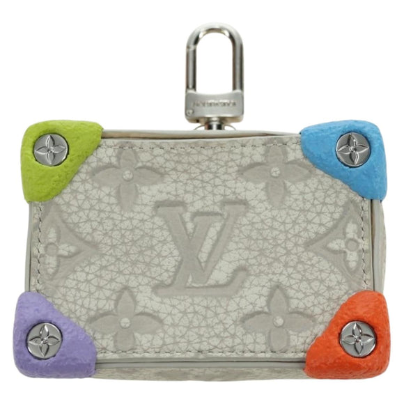 LOUIS VUITTON Taurillon Clemence Climbing Pouch Gray MP3383 LV Auth 177975M
