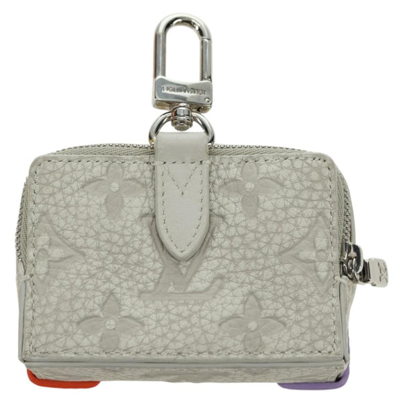 LOUIS VUITTON Taurillon Clemence Climbing Pouch Gray MP3383 LV Auth 177975M