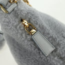 PRADA Shoulder Bag Mouton 3way Gray Gold Auth 177976SM-23