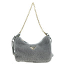 PRADA Shoulder Bag Mouton 3way Gray Gold Auth 177976SM-13