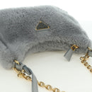 PRADA Shoulder Bag Mouton 3way Gray Gold Auth 177976SM-6